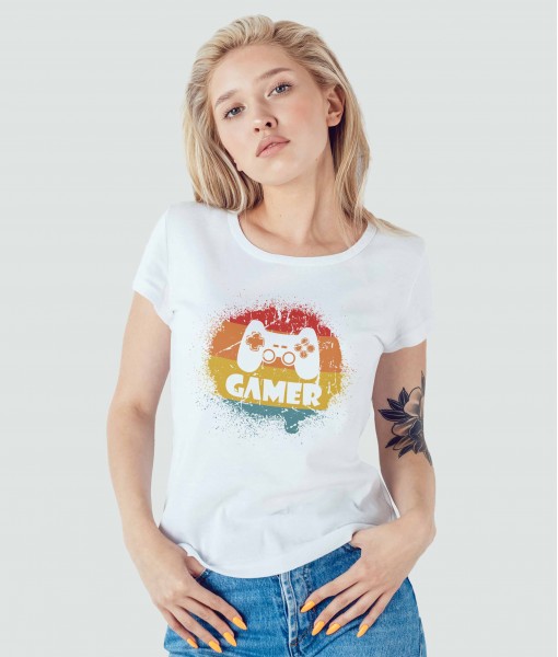 Дамска тениска с щампа Текст и надписи GAMER